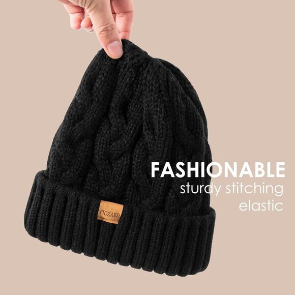 Women\'s Black Gray 2 Packs Stylish Winter Warm Knitted Beanie Skull Hat Cap main image 4
